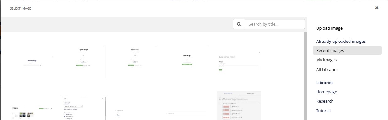 Image popup from the image library panel