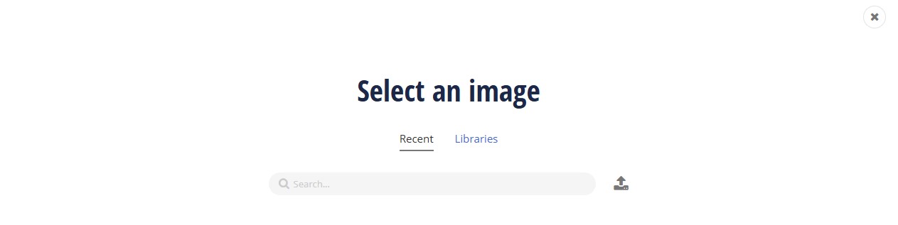 Widget with search showing upload button